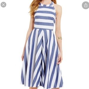 Eliza J white and blue striped summer dress